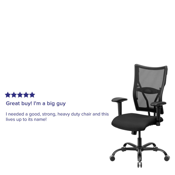 Big & Tall 400 lb. Rated Black Mesh Swivel Ergonomic Chair with Adjustable Arms