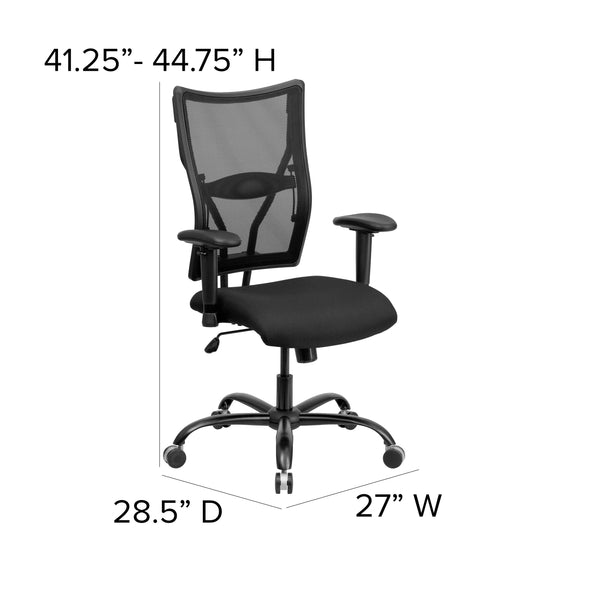 Big & Tall 400 lb. Rated Black Mesh Swivel Ergonomic Chair with Adjustable Arms