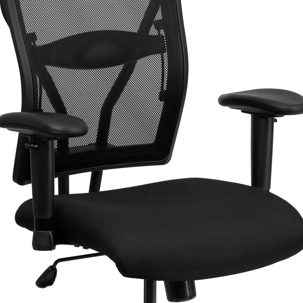 Big & Tall 400 lb. Rated Black Mesh Swivel Ergonomic Chair with Adjustable Arms