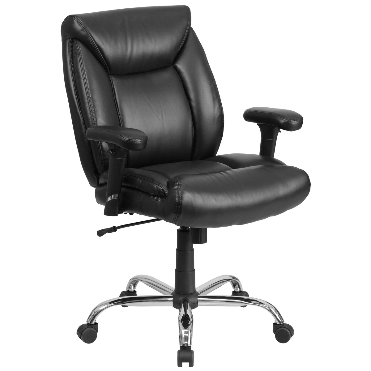 Black LeatherSoft |#| Big & Tall 400 lb. Rated Mid-Back Black LeatherSoft Ergonomic Task Office Chair