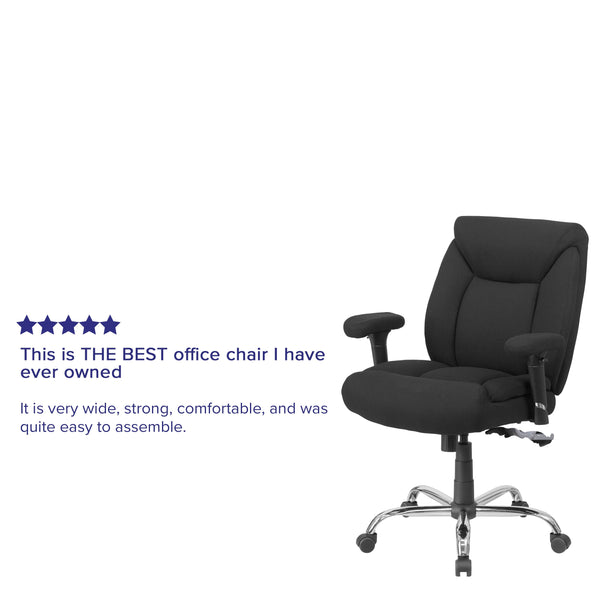 Black Fabric |#| Big & Tall 400 lb. Rated Mid-Back Black Fabric Swivel Ergonomic Office Chair