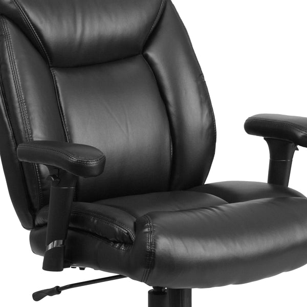 Black LeatherSoft |#| Big & Tall 400 lb. Rated Mid-Back Black LeatherSoft Ergonomic Task Office Chair