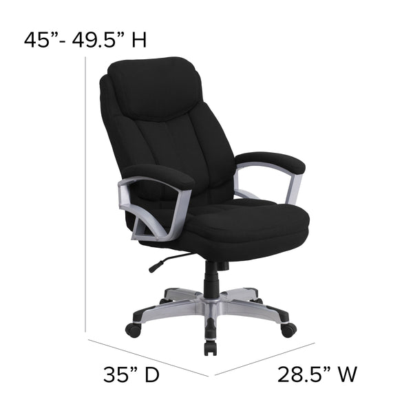 Black Fabric |#| Big & Tall 500 lb. Rated Black Fabric Executive Swivel Ergonomic Office Chair