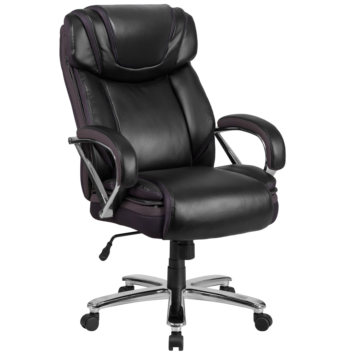 Black |#| Big & Tall 500 lb. Rated Black LeatherSoft Swivel Office Chair w/Extra Wide Seat