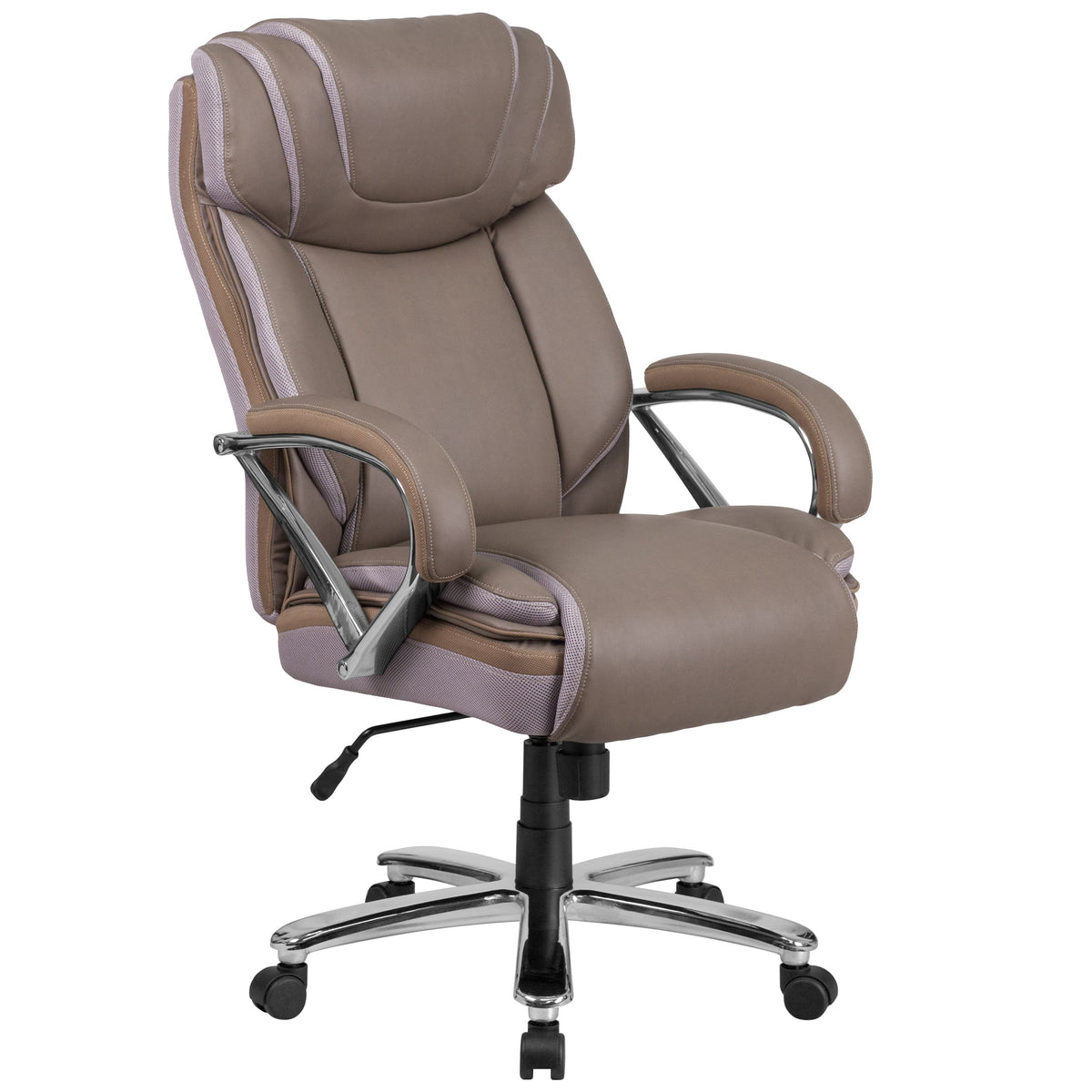 Taupe |#| Big & Tall 500 lb. Rated Taupe LeatherSoft Swivel Office Chair w/Extra Wide Seat