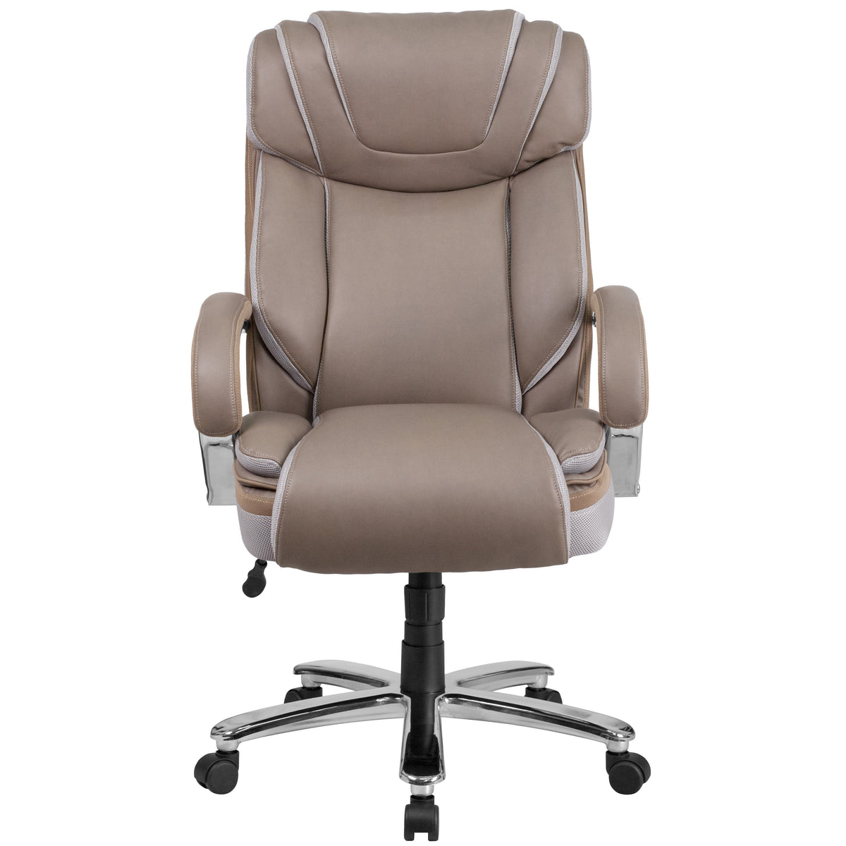 Taupe |#| Big & Tall 500 lb. Rated Taupe LeatherSoft Swivel Office Chair w/Extra Wide Seat