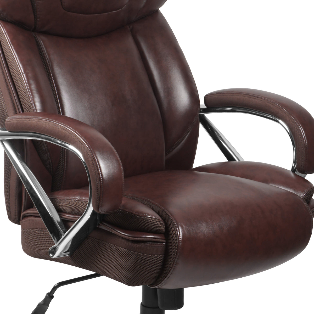 Brown |#| Big & Tall 500 lb. Rated Brown LeatherSoft Swivel Office Chair w/Extra Wide Seat