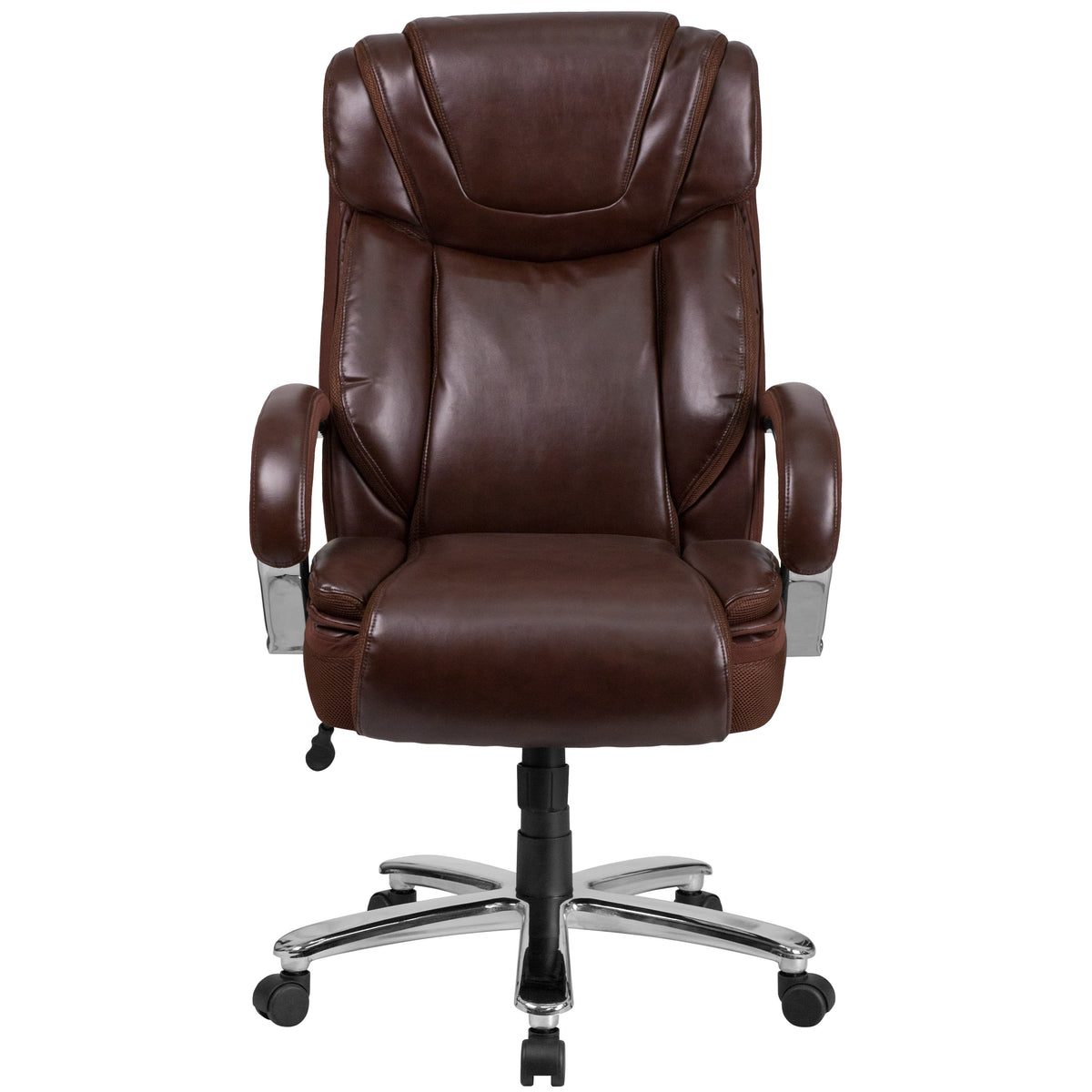 Brown |#| Big & Tall 500 lb. Rated Brown LeatherSoft Swivel Office Chair w/Extra Wide Seat