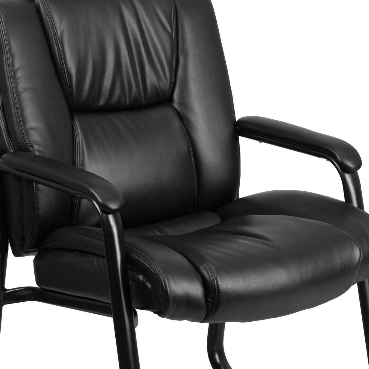 Big & Tall 500 lb. Rated Black LeatherSoft Tufted Executive Chair - Sled Base