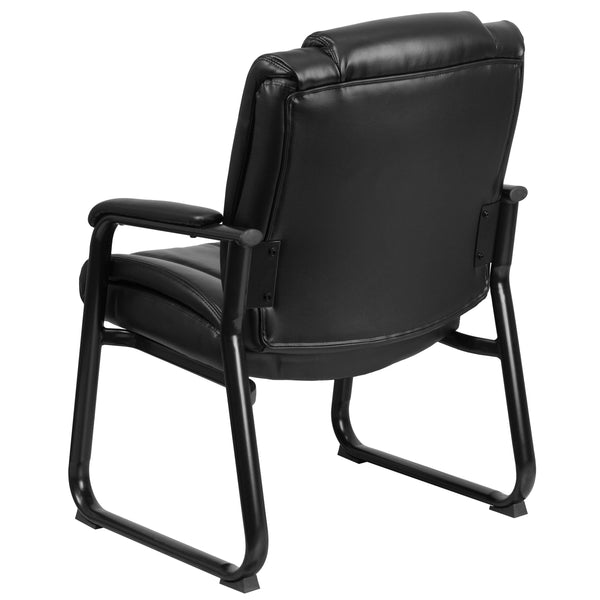 Big & Tall 500 lb. Rated Black LeatherSoft Tufted Executive Chair - Sled Base