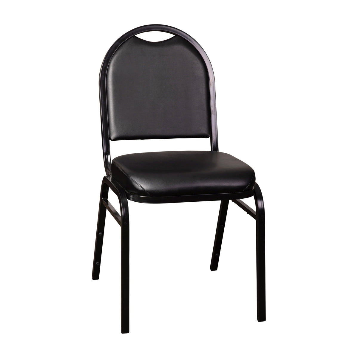 Black Vinyl/Black Frame |#| Commercial Dome Back Stacking Banquet Chair - Black Vinyl/Black Frame