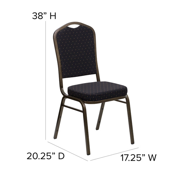 Black Vinyl/Silver Vein Frame |#| Crown Back Stacking Banquet Chair in Black Vinyl - Silver Vein Frame