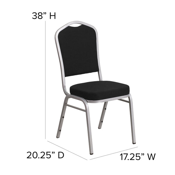 Gray Dot Fabric/Silver Frame |#| Crown Back Stacking Banquet Chair in Gray Dot Fabric - Silver Frame