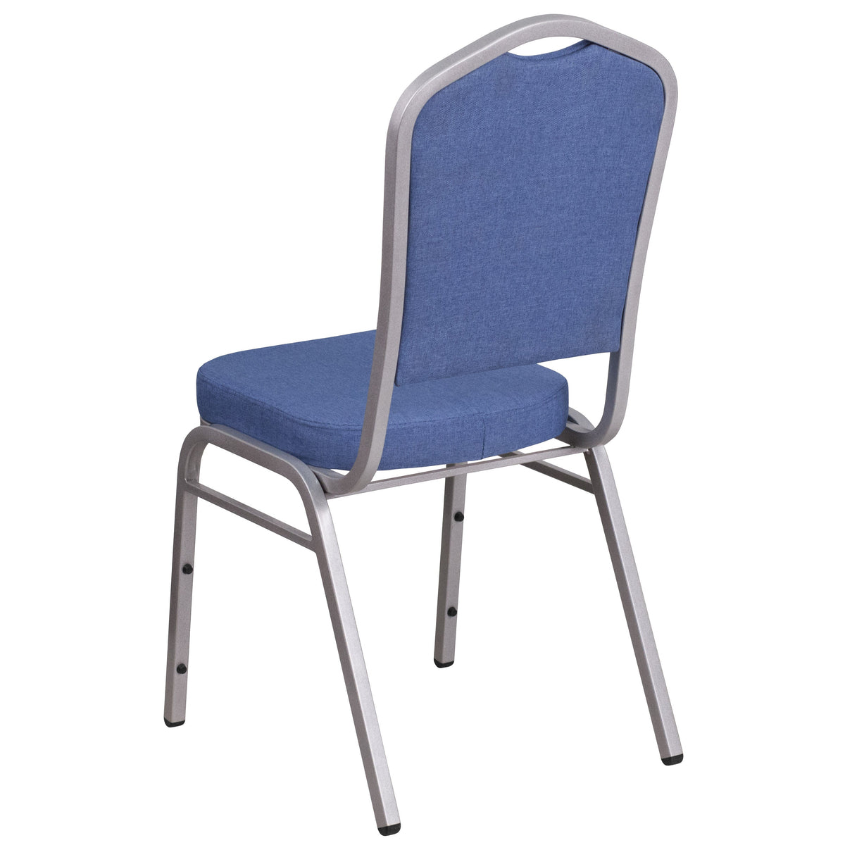 Blue Fabric/Silver Frame |#| Crown Back Stacking Banquet Chair in Blue Fabric - Silver Frame