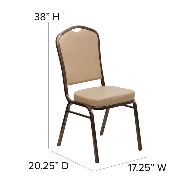 Green Fabric/Gold Vein Frame |#| Crown Back Stacking Banquet Chair in Green Fabric - Gold Vein Frame