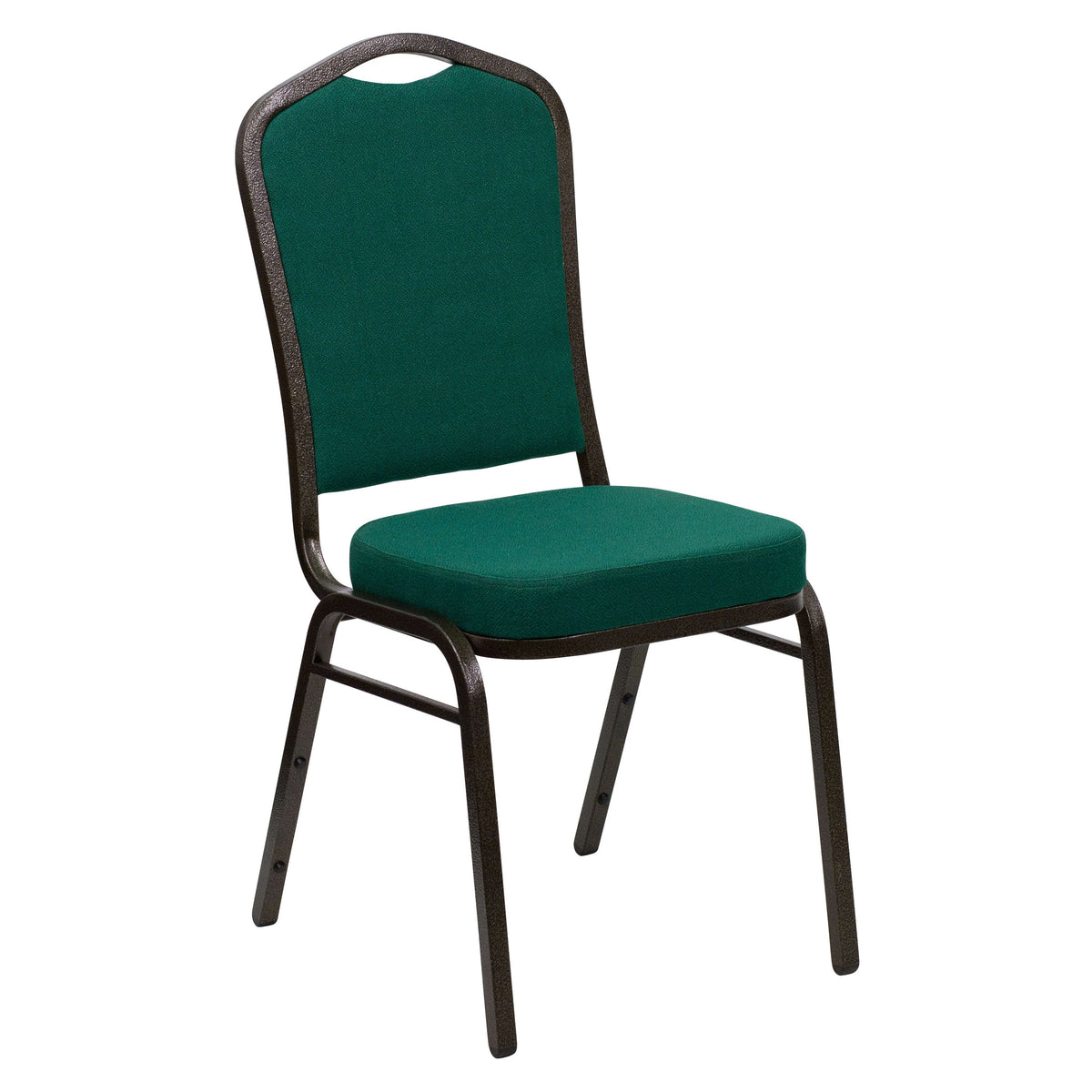 Green Fabric/Gold Vein Frame |#| Crown Back Stacking Banquet Chair in Green Fabric - Gold Vein Frame