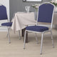 Navy Fabric/Silver Frame |#| Crown Back Stacking Banquet Chair in Navy Fabric - Silver Frame