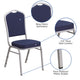 Navy Fabric/Silver Frame |#| Crown Back Stacking Banquet Chair in Navy Fabric - Silver Frame