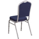 Navy Fabric/Silver Frame |#| Crown Back Stacking Banquet Chair in Navy Fabric - Silver Frame