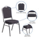 Black Patterned Fabric/Silver Vein Frame |#| Crown Back Stacking Banquet Chair in Black Patterned Fabric - Silver Vein Frame