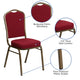 Burgundy Fabric/Gold Vein Frame |#| Crown Back Stacking Banquet Chair in Burgundy Fabric - Gold Vein Frame