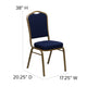 Navy Blue Patterned Fabric/Gold Frame |#| Crown Back Stacking Banquet Chair in Navy Blue Patterned Fabric - Gold Frame