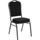 Black Dot Patterned Fabric/Silver Vein Frame |#| Crown Back Banquet Stack Chair in Black Dot Patterned Fabric - Silver Vein Frame