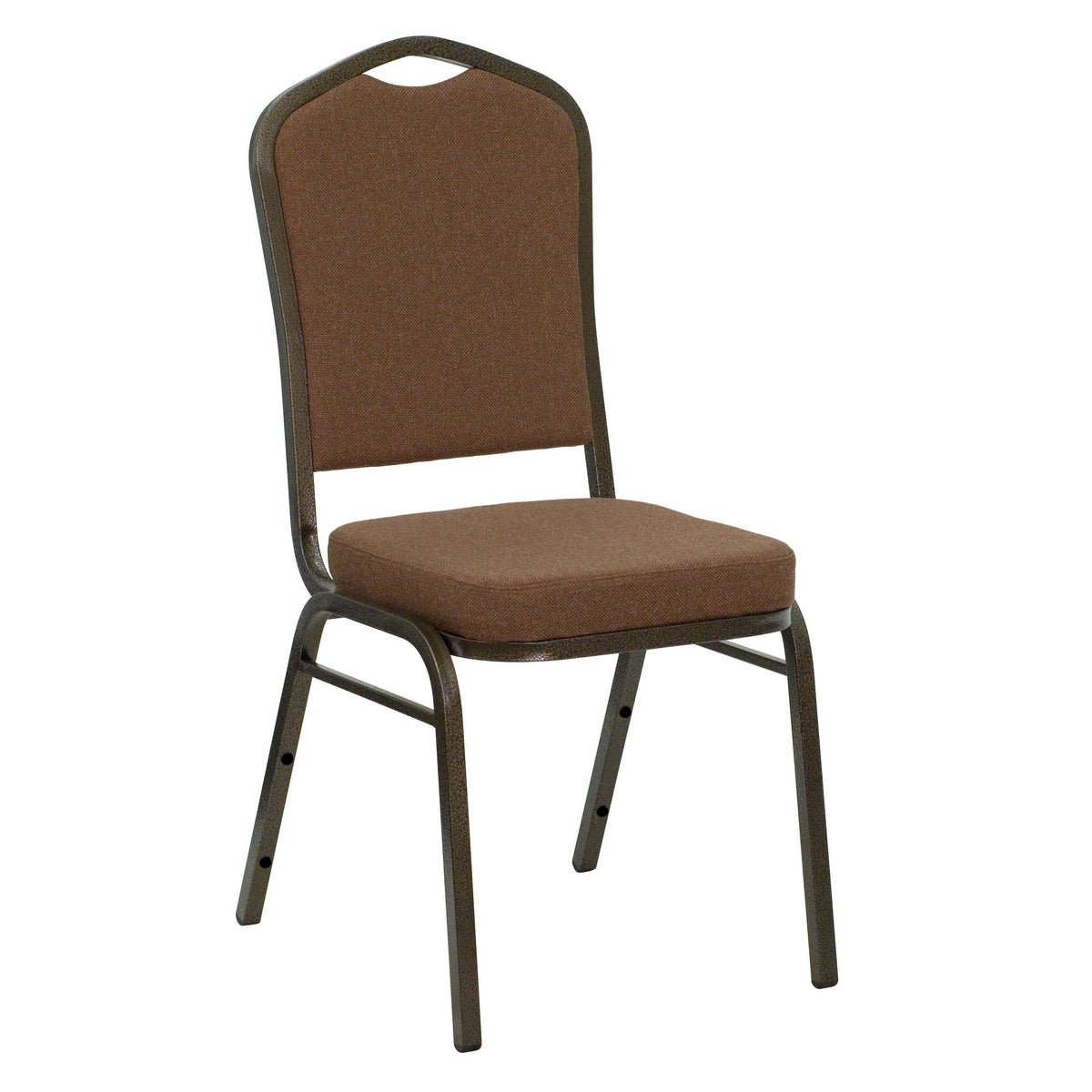 Coffee Fabric/Gold Vein Frame |#| Crown Back Stacking Banquet Chair in Coffee Fabric - Gold Vein Frame