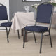 Navy Vinyl/Silver Vein Frame |#| Crown Back Stacking Banquet Chair in Navy Vinyl - Silver Vein Frame