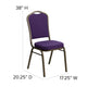 Purple Fabric/Gold Vein Frame |#| Crown Back Stacking Banquet Chair in Purple Fabric - Gold Vein Frame