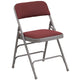 Burgundy Patterned |#| Triple Braced & Double Hinged Burgundy Patterned Fabric Metal Folding Chair