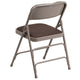 Brown Patterned |#| Curved Triple Braced & Double Hinged Brown Patterned Fabric Metal Folding Chair