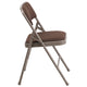 Brown Patterned |#| Curved Triple Braced & Double Hinged Brown Patterned Fabric Metal Folding Chair