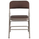 Brown Patterned |#| Curved Triple Braced & Double Hinged Brown Patterned Fabric Metal Folding Chair