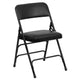 Black Vinyl/Black Frame |#| Curved Triple Braced & Double Hinged Black Vinyl Metal Folding Chair