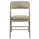 Beige Vinyl/Beige Frame |#| Curved Triple Braced & Double Hinged Beige Vinyl Metal Folding Chair