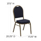 Navy Patterned Fabric/Gold Frame |#| Dome Back Stacking Banquet Chair in Navy Patterned Fabric - Gold Frame