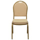 Beige Patterned Fabric/Gold Frame |#| Dome Back Stacking Banquet Chair in Beige Patterned Fabric - Gold Frame