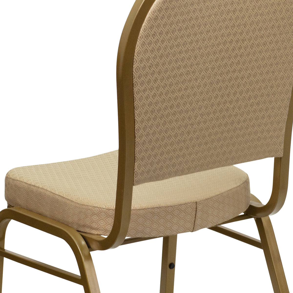 Beige Patterned Fabric/Gold Frame |#| Dome Back Stacking Banquet Chair in Beige Patterned Fabric - Gold Frame