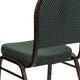 Green Patterned Fabric/Gold Vein Frame |#| Dome Back Stacking Banquet Chair in Green Patterned Fabric - Gold Vein Frame