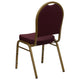 Burgundy Patterned Fabric/Gold Frame |#| Dome Back Stacking Banquet Chair in Burgundy Patterned Fabric - Gold Frame