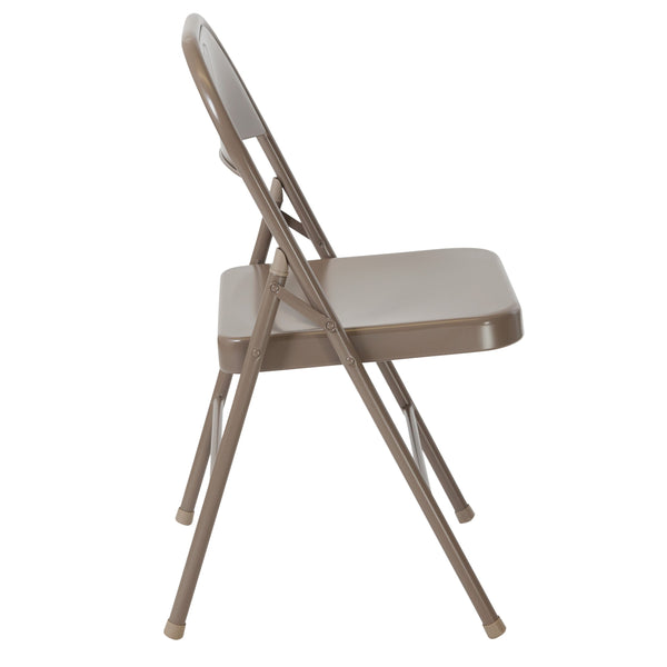 Beige |#| Double Braced Beige Metal Folding Chair - Event Chair - Portable Chair