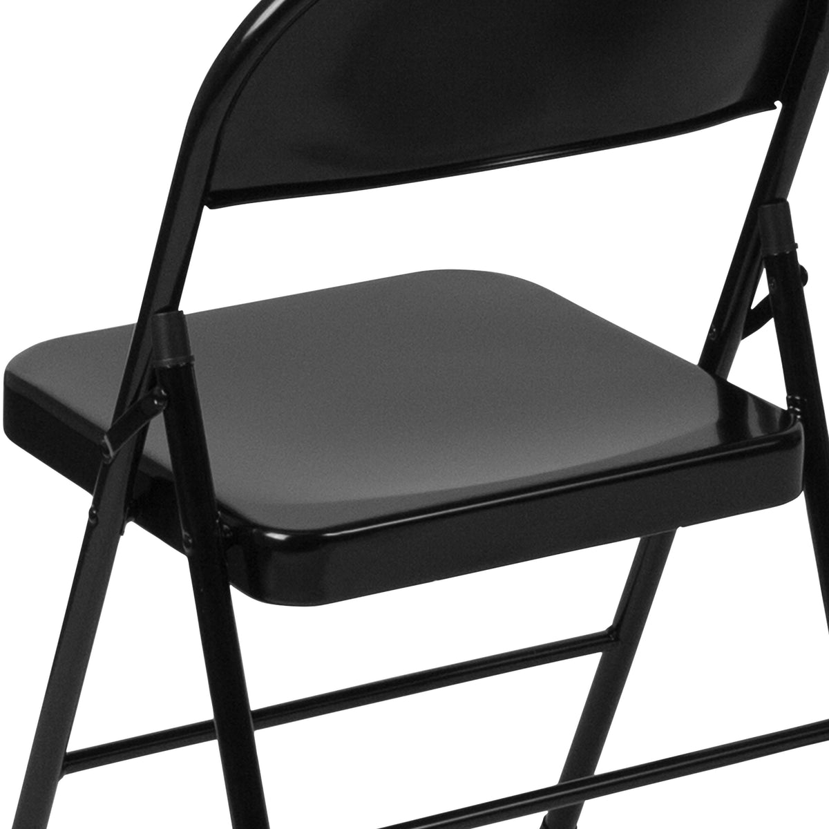 Black |#| Double Braced Black Metal Folding Chair - Event Chair - Portable Chair