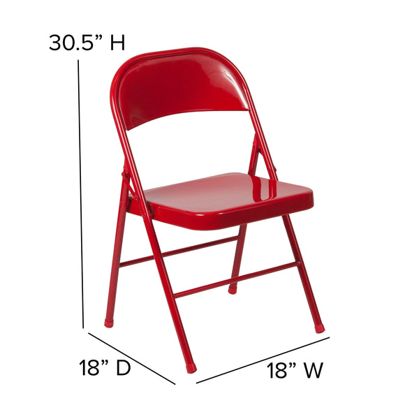 Red |#| Double Braced Red Metal Folding Chair - Event Chair - Portable Chair