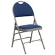 Navy Fabric/Gray Frame |#| Ultra-Premium Triple Braced Navy Fabric Folding Chair with Easy-Carry Handle