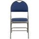 Navy Fabric/Gray Frame |#| Ultra-Premium Triple Braced Navy Fabric Folding Chair with Easy-Carry Handle