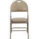 Beige Vinyl/Beige Frame |#| Ultra-Premium Triple Braced Beige Vinyl Folding Chair with Easy-Carry Handle