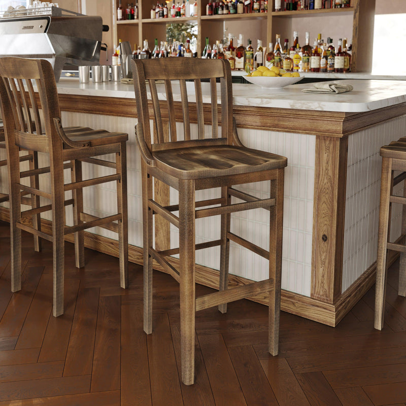HERCULES Series Finished School House Back Wooden Restaurant Barstool
