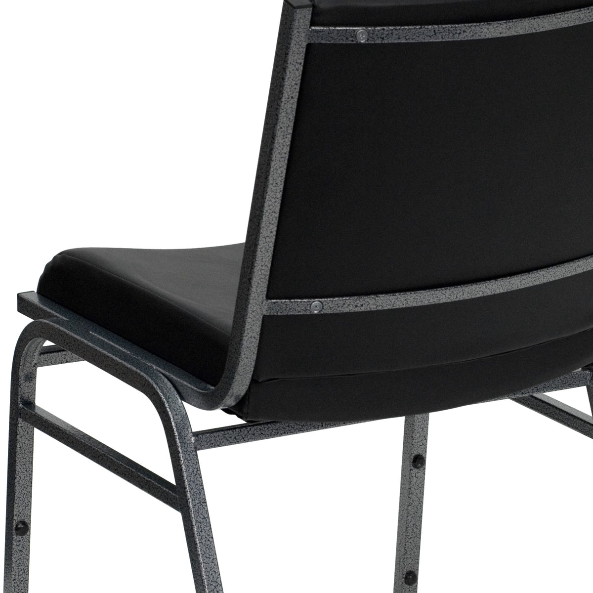 Black Vinyl |#| Heavy Duty Black Vinyl Stack Chair - Reception Furniture