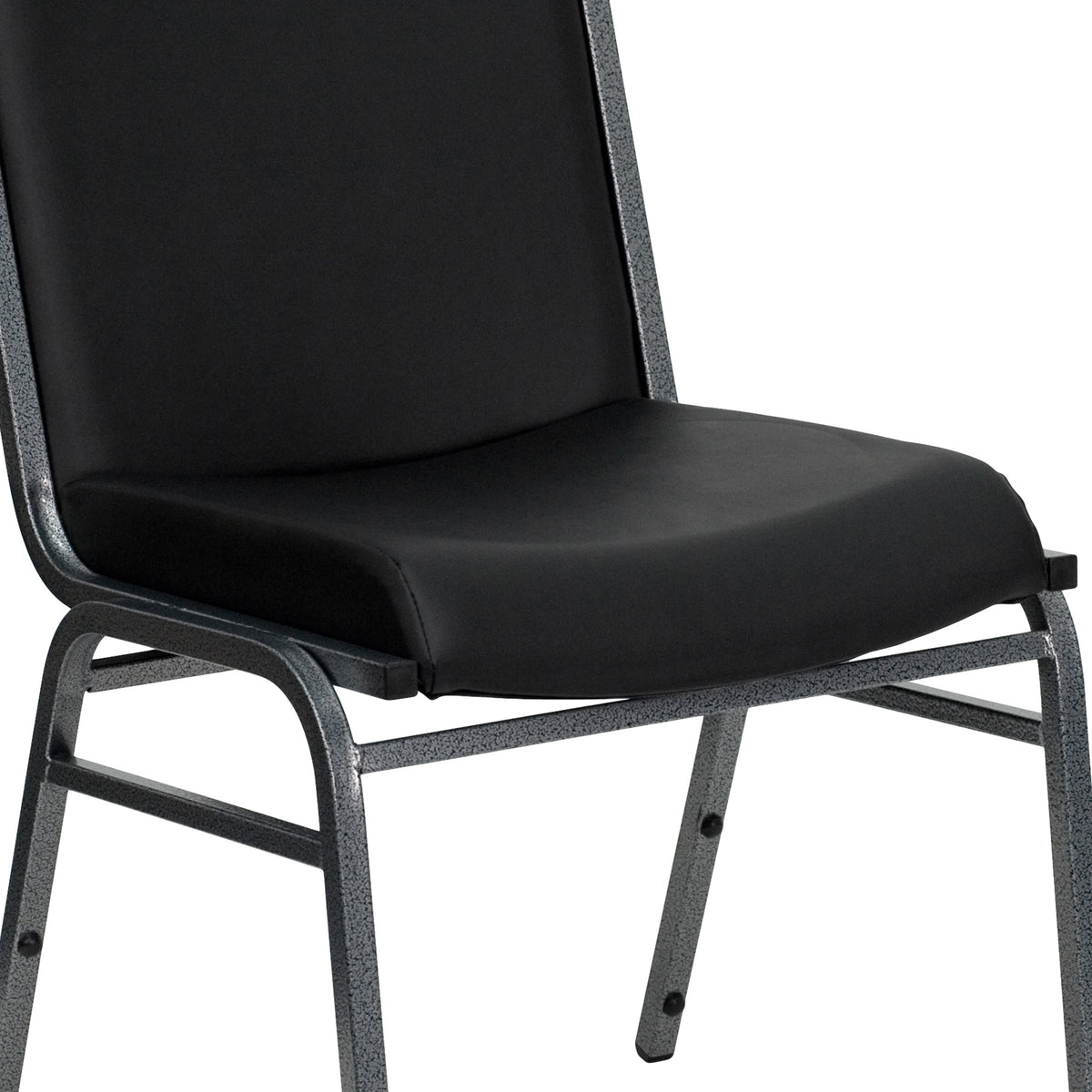 Black Vinyl |#| Heavy Duty Black Vinyl Stack Chair - Reception Furniture